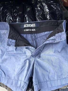 Jacquemus Light Blue Men’s Flat-Front Shorts